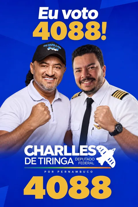Exemplo: apoiador ao lado do Charlles na arte Eu voto 4088